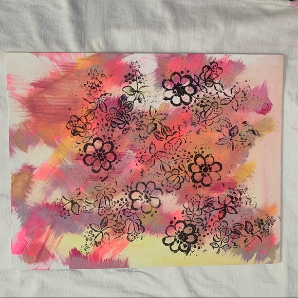 Abstract Floral Canvas Painting Original Acrylic - Picture 1 of 10